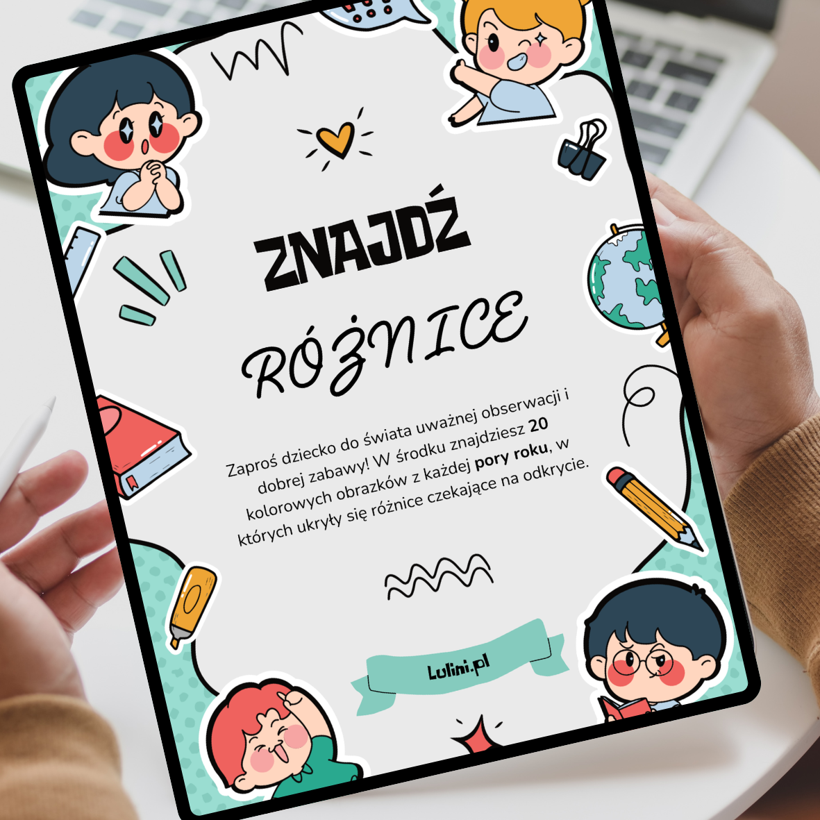 Kolorowa łamigłówka dla dzieci polegająca na odnajdywaniu różnic między dwoma obrazkami